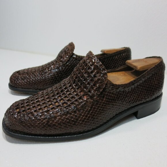 Ferragut Mallorca Woven Brown Leather Loafers Footwear Spain Unisex 42C - 41E - Picture 1 of 7